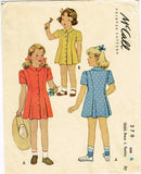 1940s Vintage McCall Sewing Pattern 5433 WWII Toddler Girls Princess Dress Sz 6