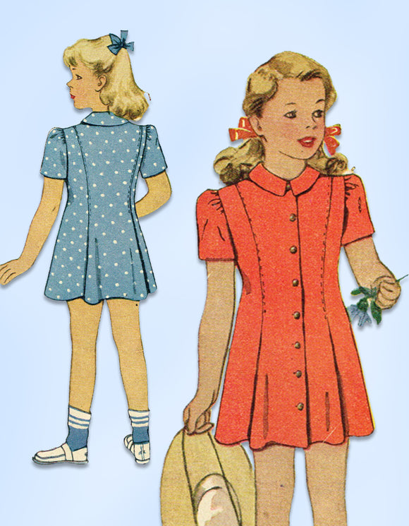 1940s Vintage McCall Sewing Pattern 5433 WWII Toddler Girls Princess Dress Sz 6