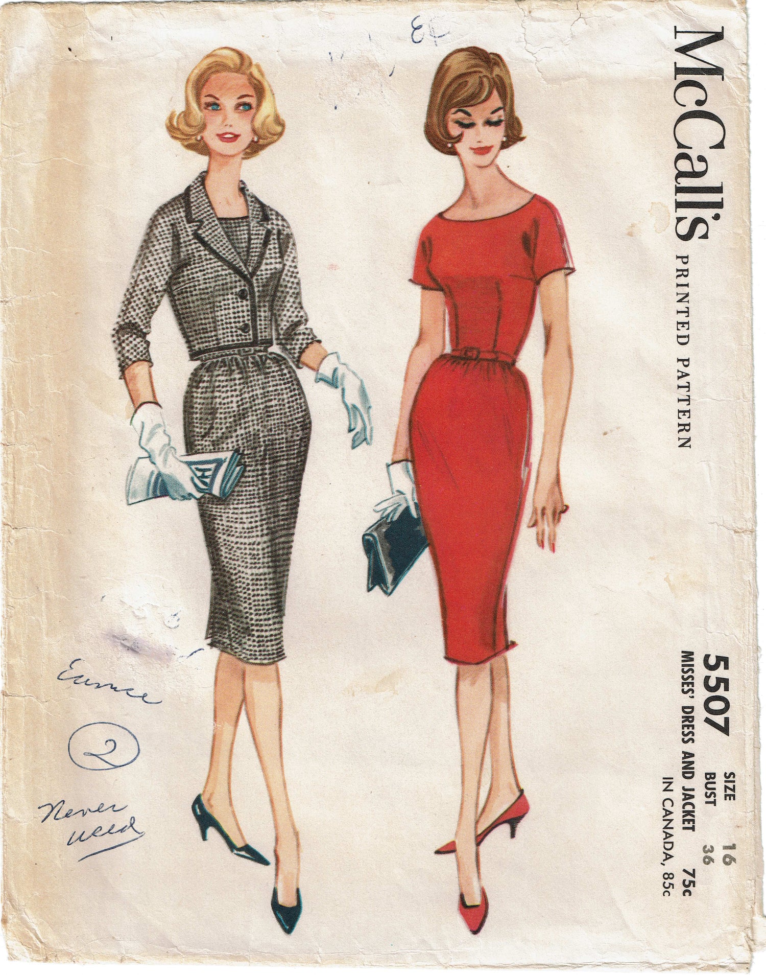 1960s VTG McCalls Sewing Pattern 5507 Uncut Misses Dress & Jacket 36B –  Vintage4me2