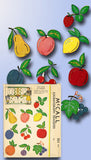 1930s Vintage McCall Embroidery Transfer 553 Uncut Applique Fruit Tea Towels