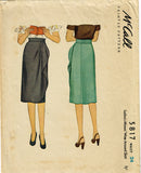 1940s Original Vintage Sewing Pattern 5817 Misses WWII Skirt w Side Drape Sz 24W