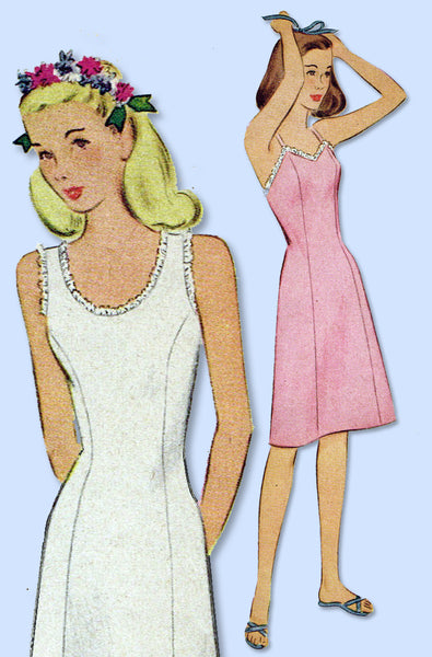 1940s Vintage McCall Sewing Pattern 6082 Uncut Girls Princess Cut Slip Sz 14