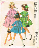 1960s Vintage McCalls Sewing Pattern 6414 Girls Shirtwaist Dress Size 14 32 Bust