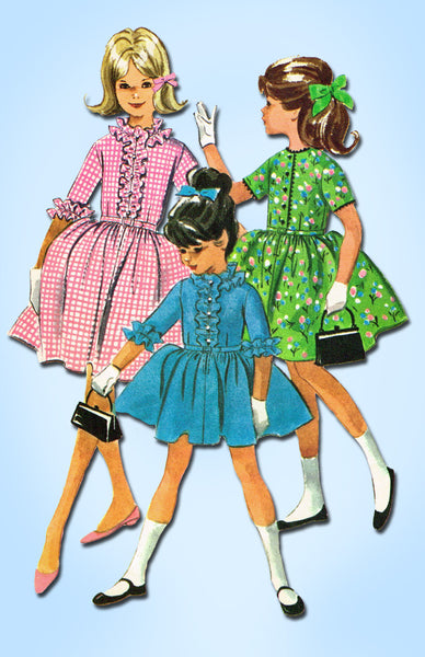 1960s Vintage McCalls Sewing Pattern 6414 Girls Shirtwaist Dress Size 14 32 Bust