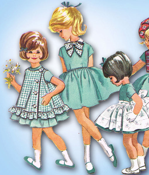 1960s Vintage McCalls Sewing Pattern 6417 Toddler Girls Easy Accessory Dress Sz5 - Vintage4me2