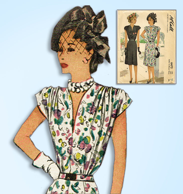 1940s Vintage Mccall Sewing Pattern 6472 Uncut Misses Afternoon Dress Vintage4me2 6647