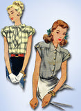 1940s Vintage McCall Sewing Pattern 6520 Uncut Misses Blouse w Bow Neckline 30B - Vintage4me2