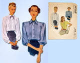 1940s Vintage McCall Sewing Pattern 6558 Uncut Misses Tucked Blouse Sz 14 32B