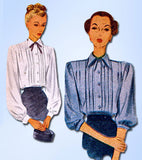 1940s Vintage McCall Sewing Pattern 6558 Uncut Misses Tucked Blouse Sz 14 32B