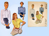 1940s Vintage McCall Sewing Pattern 6558 Uncut Misses Tucked Blouse Sz 14 32B