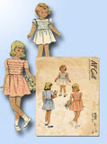 1940s Vintage McCall Sewing Pattern 6703 Toddler Girls Tucked Dress Size 2 21B - Vintage4me2