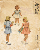 1940s Vintage McCall Sewing Pattern 6703 Toddler Girls Tucked Dress Size 2 21B - Vintage4me2