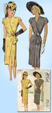 1940s Vintage McCall Sewing Pattern 6815 Misses Afternoon Dress w Side Drape 32B - Vintage4me2