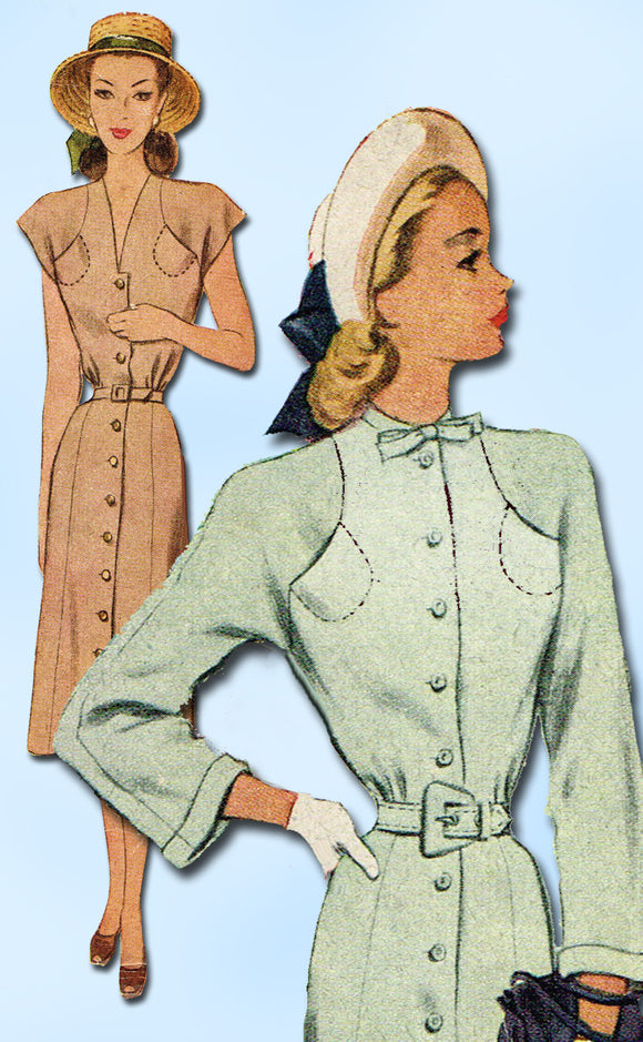 1940s Vintage McCall Sewing Pattern 6932 Misses Street Dress Size 12 32 Bust - Vintage4me2