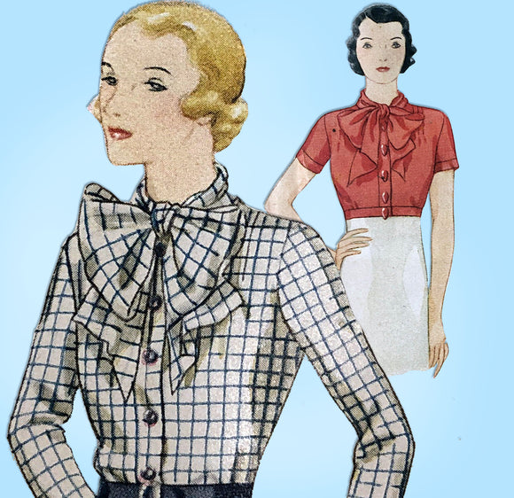 1930s Vintage McCall Sewing Pattern 6997 Uncut Blouse Size 34 Bust - Vintage4me2