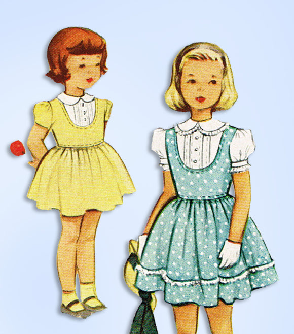 1940s Original Vintage McCall Pattern 7524 Uncut Girls Sunday Best Dress Size 8