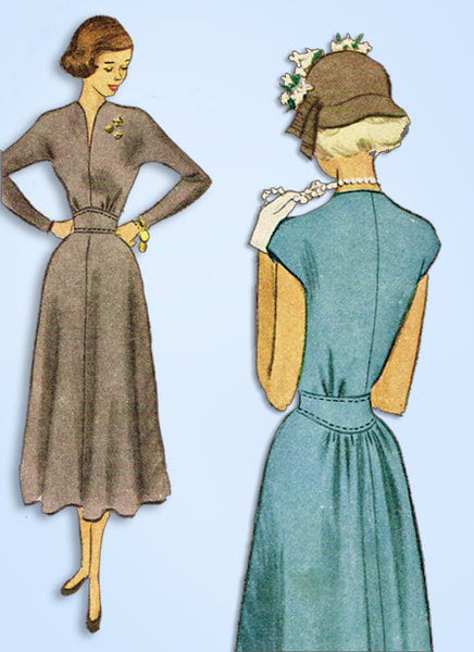 1940s Vintage McCall Sewing Pattern 7700 Uncut Misses Afternoon Dress Sz 31 Bust