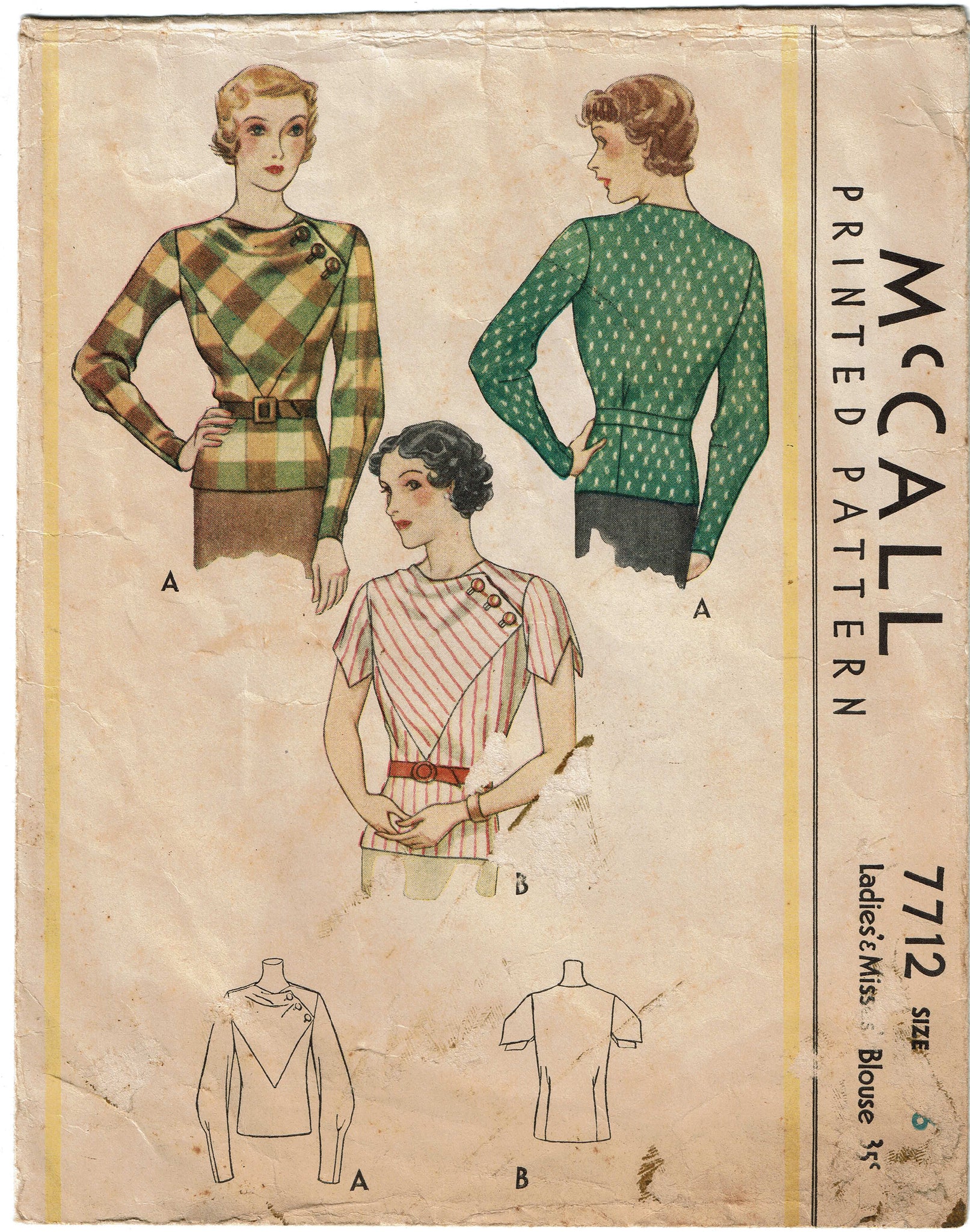 1960s Mccall's 6749 Vintage Sewing Pattern Misses Blouse, Pullover Blouse  Size 12 Bust 32, Size 14 Bust 34 -  Canada