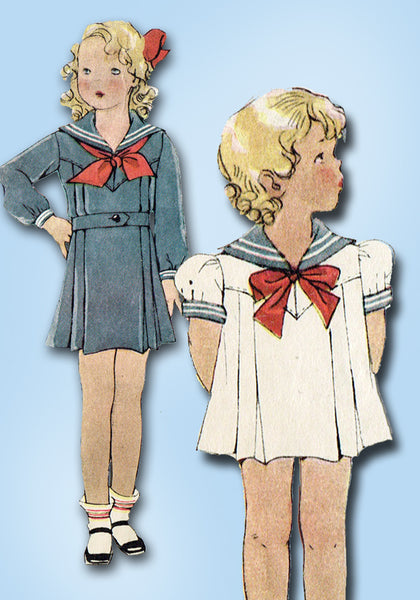 1930s Original Vintage McCall Pattern 7938 Toddler Girls Sailor Dress –  Vintage4me2