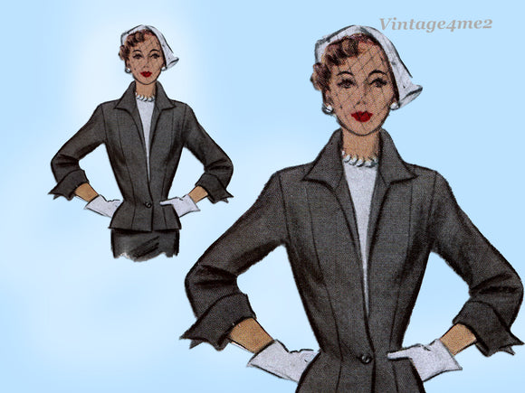 McCall's 8101: 1950s Stunning Misses Fitted Jacket Sz 38B Vintage Sewing Pattern