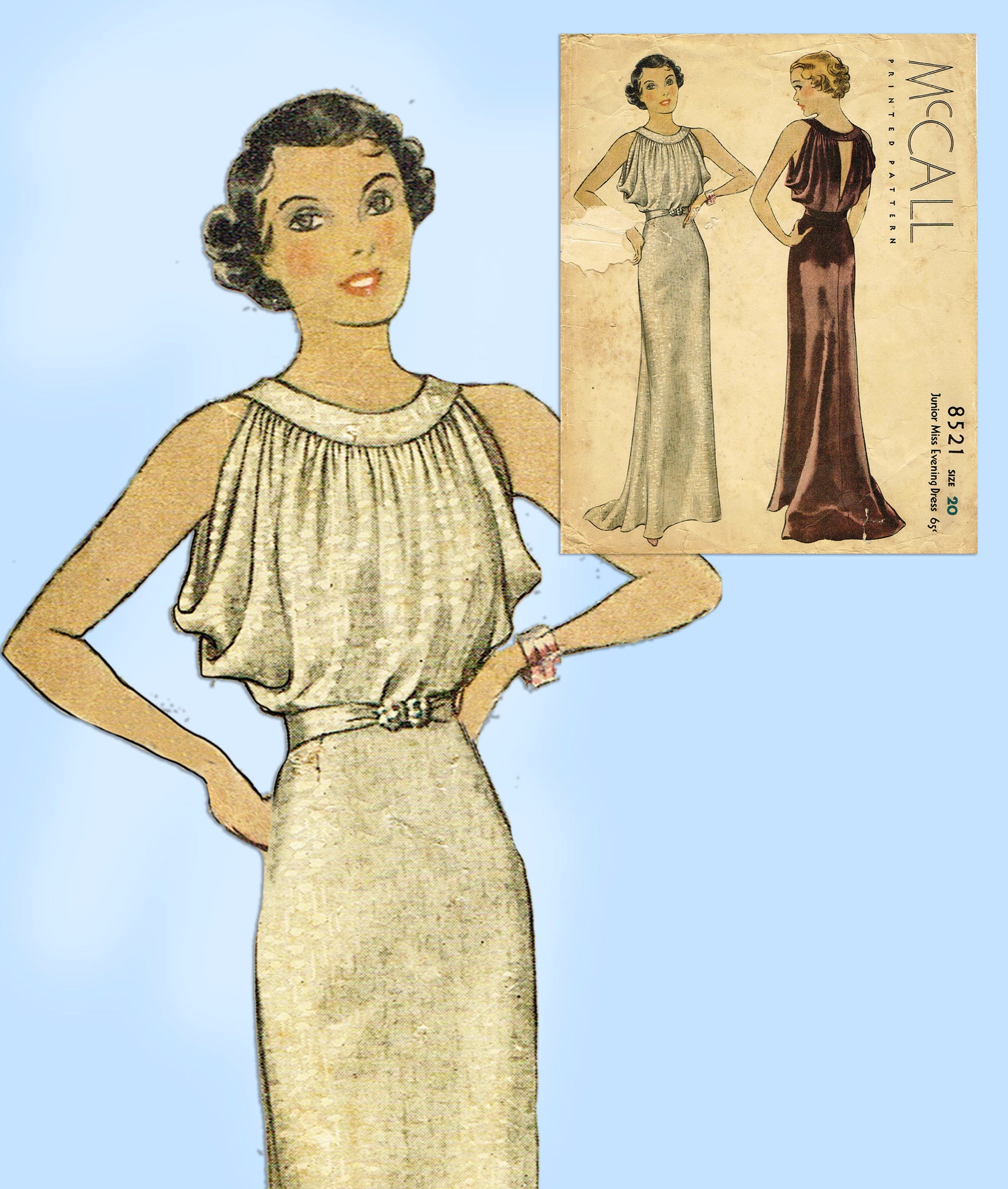 McCall 8521: 1930s Misses Evening Gown Sz 38 B Vintage Sewing Pattern –  Vintage4me2
