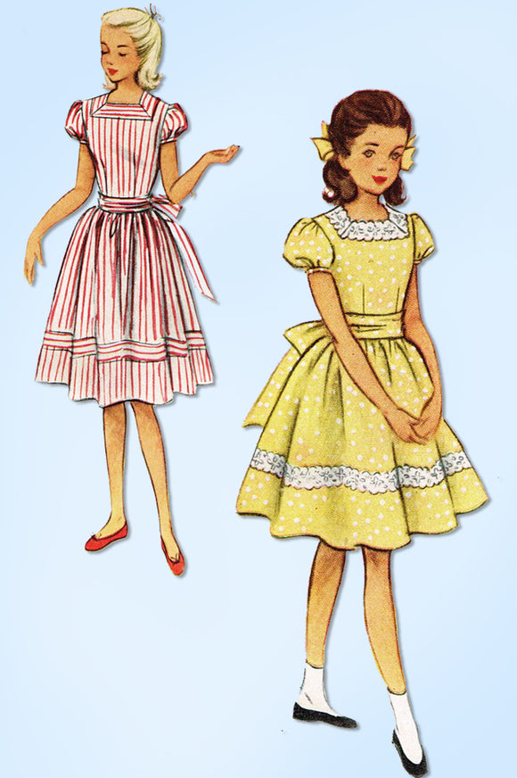 1950s Vintage McCall's Sewing Pattern 8536 Uncut Girls Sunday Best Dress Size 10