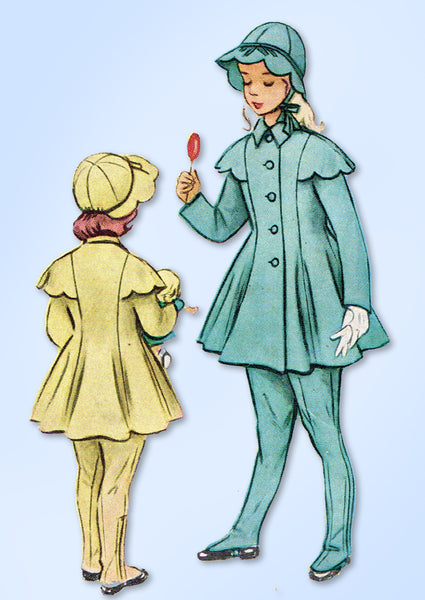 1950s Vintage McCalls Sewing Pattern 8666 Uncut Toddler Girls Coat and Hat Sz 4