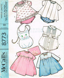 1960s Vintage McCall's Sewing Pattern 8773 Cute Infant Layette Set w Rompers Bib-vintage4me2