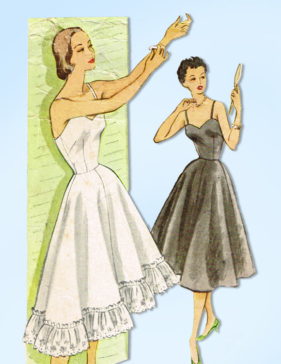 1950s Original Vintage McCall Pattern 8962 Misses Slip w Ruffled Hem Size 30B