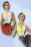 1950s Vintage McCalls Sewing Pattern 9028 Misses Sleeveless Summer Blouse Sz 30B