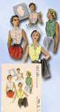 1950s Vintage McCalls Sewing Pattern 9028 Misses Sleeveless Summer Blouse Sz 30B