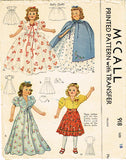 1940s Vintage McCall Sewing Pattern 918 WWII 22 Inch Movie Doll Clothes