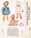 1940s Vintage McCall Sewing Pattern 964 Baby Girls Heirloom Coat & Bonnet 6 mos vintage4me2