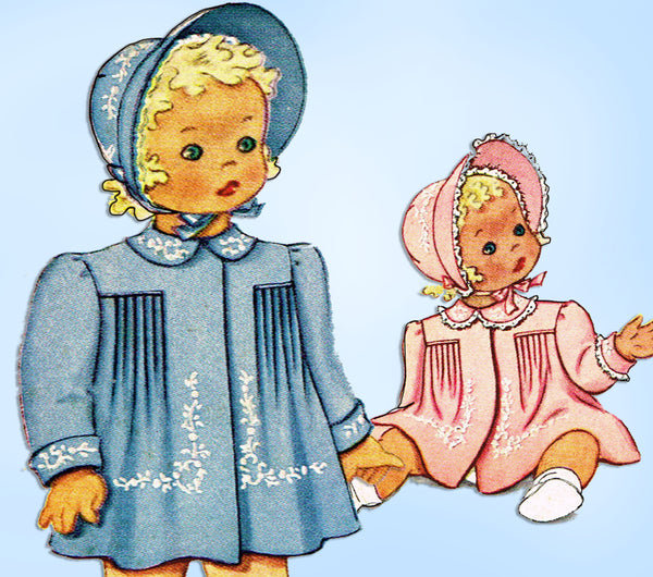 1940s Vintage McCall Sewing Pattern 964 Baby Girls Heirloom Coat & Bonnet 6 mos vintage4me2