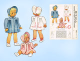 1940s Vintage McCall Sewing Pattern 964 Baby Girls Heirloom Coat & Bonnet 6 mos vintage4me2