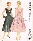 McCall 9750: 1950s Misses Princess Cocktail Dress Sz 34 B Vintage Sewing Pattern