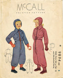 1930s Vintage McCall Sewing Pattern 9894 Kids One Piece Snow Suit and Cap Sz 8 - Vintage4me2