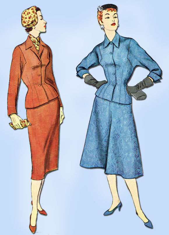 1950s Vintage Misses Suit 1954 McCall's VTG Sewing Pattern 9920 Size 12