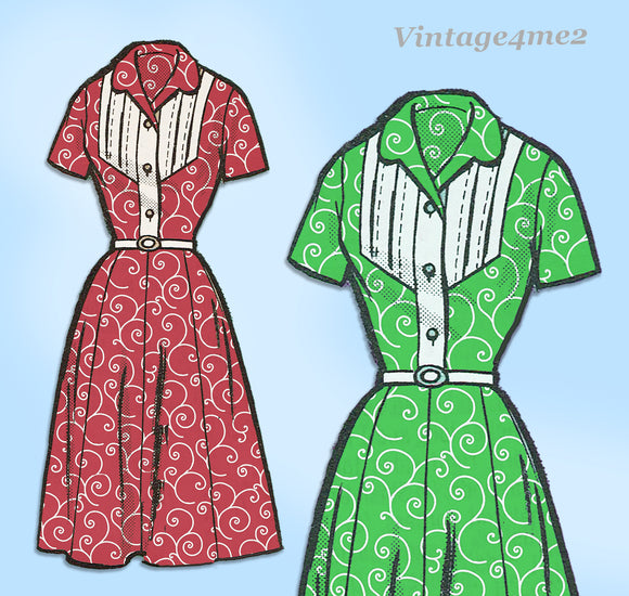 Marian Martin 9016: 1950s Misses Shirtwaist Dress Sz 40 B Vintage Sewing Pattern