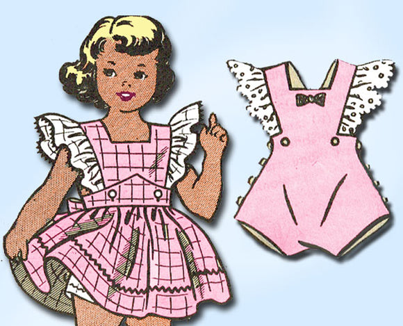 1940s Original VTG Marian Martin Pattern 9065 Uncut Girls Playsuit & Dress Sz 8