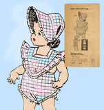 Marian Martin 9129: 1940s Baby Girls Sunsuit & Bonnet Sz2 Vintage Sewing Pattern