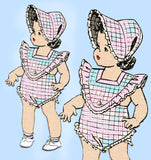 Marian Martin 9129: 1940s Baby Girls Sunsuit & Bonnet Sz2 Vintage Sewing Pattern