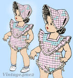 Marian Martin 9129: 1940s Baby Girls Sunsuit & Bonnet Sz2 Vintage Sewing Pattern