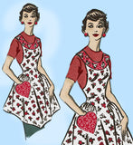 Marian Martin 9226: 1950s Misses Flared Heart Apron Sz SM Vintage Sewing Pattern