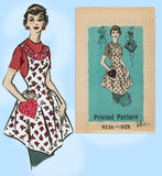 Marian Martin 9226: 1950s Misses Flared Heart Apron Sz SM Vintage Sewing Pattern