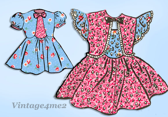 Marian Martin 9235: 1950s WWII Toddler Girls Dress Size 4 Vintage Sewing Pattern