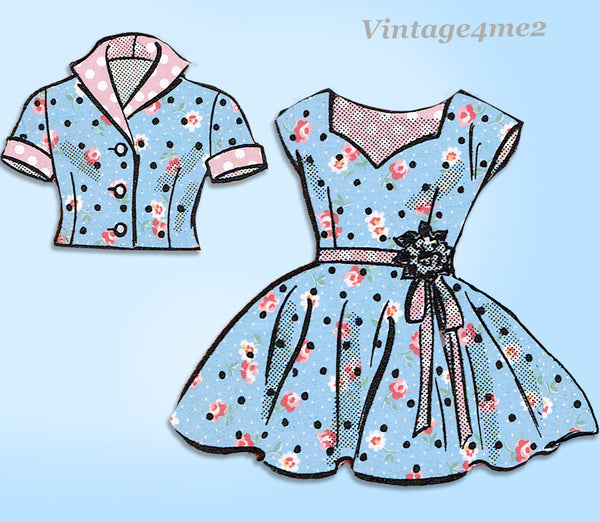 Marian Martin 9267: 1950s Toddler Girls Party Dress Sz 4 Vintage Sewing Pattern