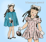 Marian Martin 9274: 1950s Toddler Girls Dress & Cape Sz 4 Vintage Sewing Pattern