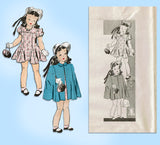 Marian Martin 9274: 1950s Toddler Girls Dress & Cape Sz 4 Vintage Sewing Pattern