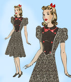 Marian Martin 9413: 1940s Lovely Misses WWII Dress Sz 35B Vintage Sewing Pattern